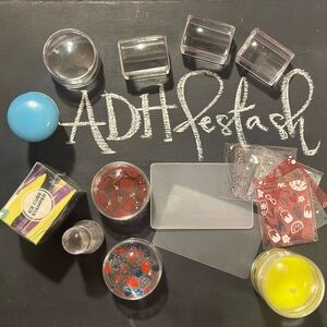 Maniology and unbranded silicone jelly nail stampers x10 plus Scraper cards x7